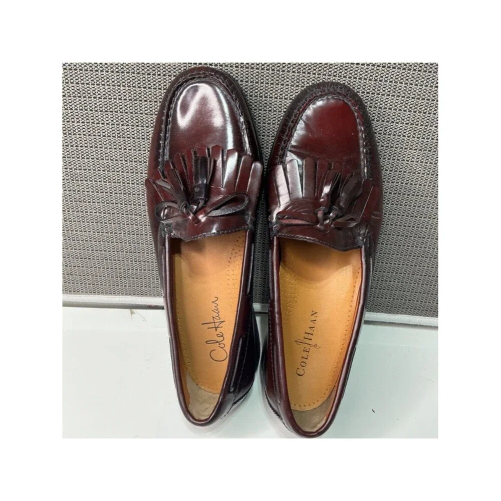 Cole Haan Burgundy Leather Tassel Loafers Men's Size 9 3E Wide